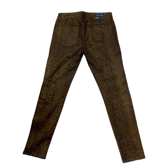 JOE'S COATED SNAKESKIN CHESTNUT BROWN SKINNY ANKLE JEANS - Picture 3 of 15